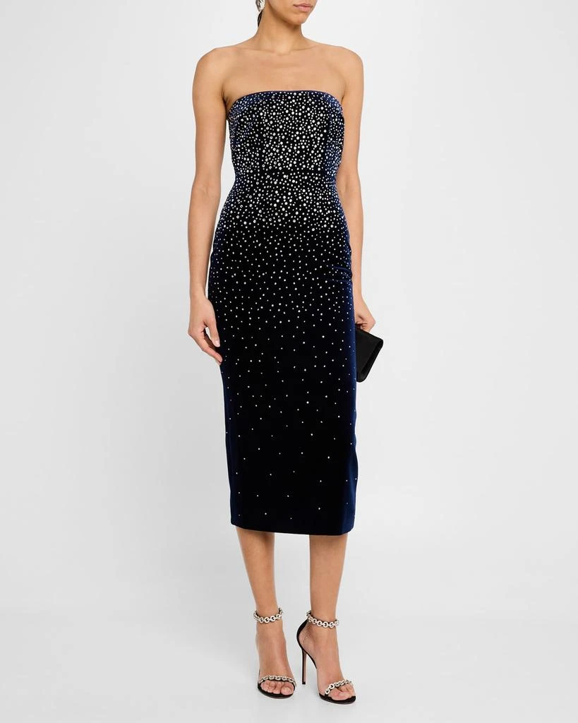 Alex Perry Strapless Crystal Velvet Midi Dress 4
