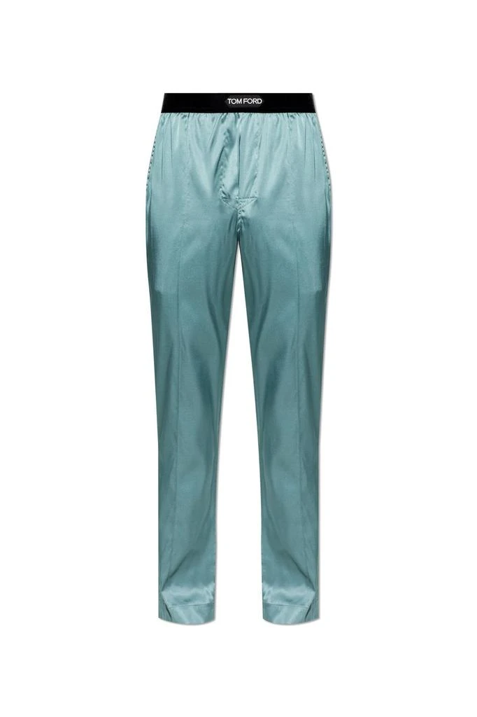 Tom Ford Tom Ford Logo Waistband Satin Pajama Trousers