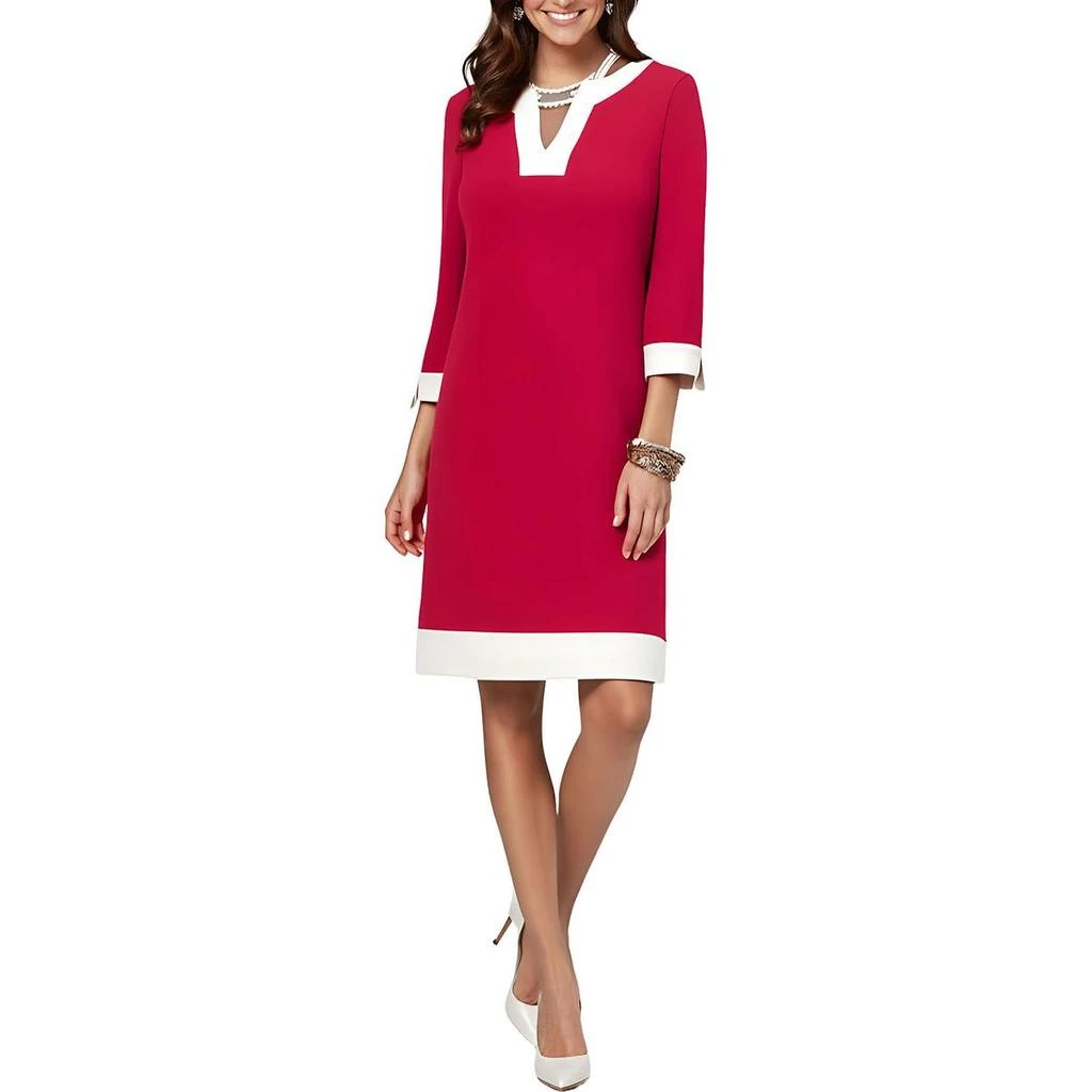 Jude Womens Contrast Trim Crepe Shift Dress  On Sale Now with Up to 70%  Off | Discover Exclusive Deals & Savings at BeyondStyle  Authentic Kasper  clothing|women|dresses with Limited-Time Discounts, Free