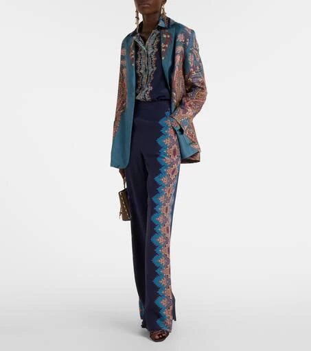 ETRO Printed silk crêpe de chine straight pants 2