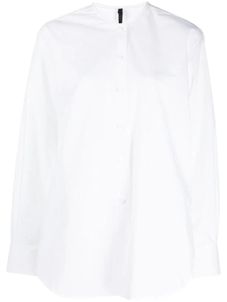 Sara Lanzi collarless cotton shirt - women -  -  - White 1