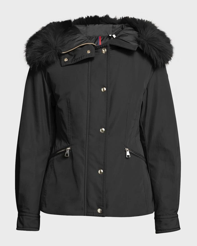 Moncler Bron Short Parka Jacket with Faux Fur Trim 1