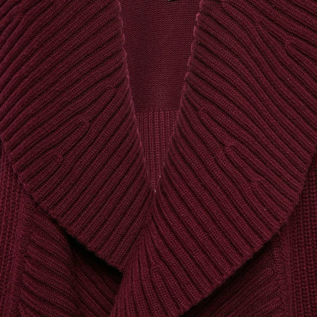 Burberry  Burgundy Rib Knit Shawl Collar Cardigan 2