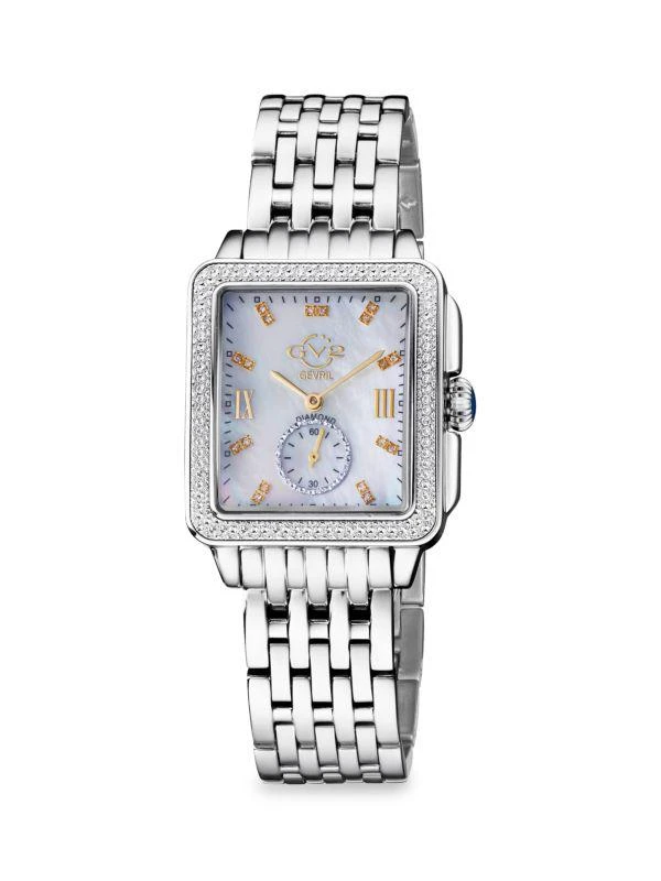 Shop Bari 34MM Stainless Steel, Mother-Of-Pearl & 0.09 TCW  display picture 1