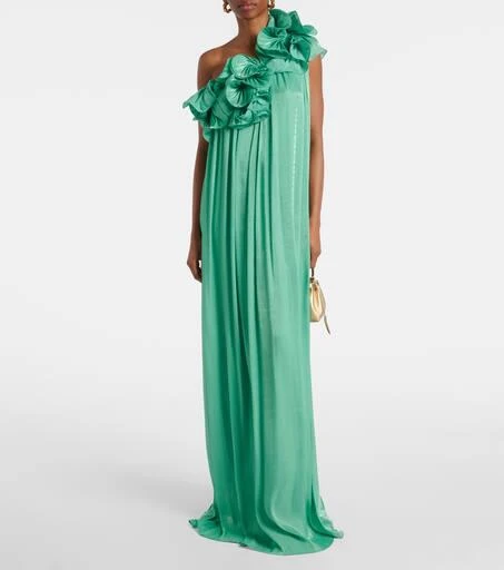 Costarellos Charmain lamé georgette gown 2