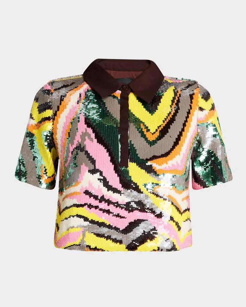 Le Superbe Pop Art Sequined Polo Top 1