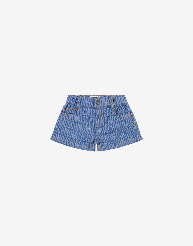 Moschino Allover Logo Denim Shorts
