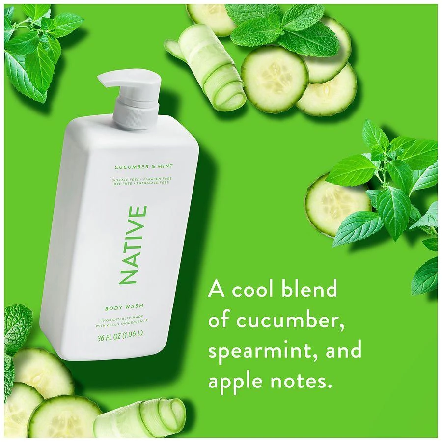 Native Body Wash, Sulfate Free, for Women and Men Cucumber & Mint 5