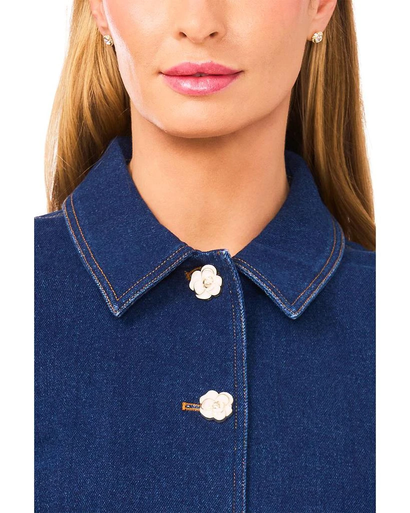 CeCe Long Sleeve Collared Peplum Denim Jacket 4