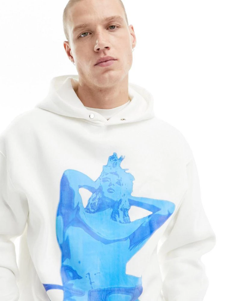 Criminal Damage Criminal Damage hoodie with graphic large front print in white 2
