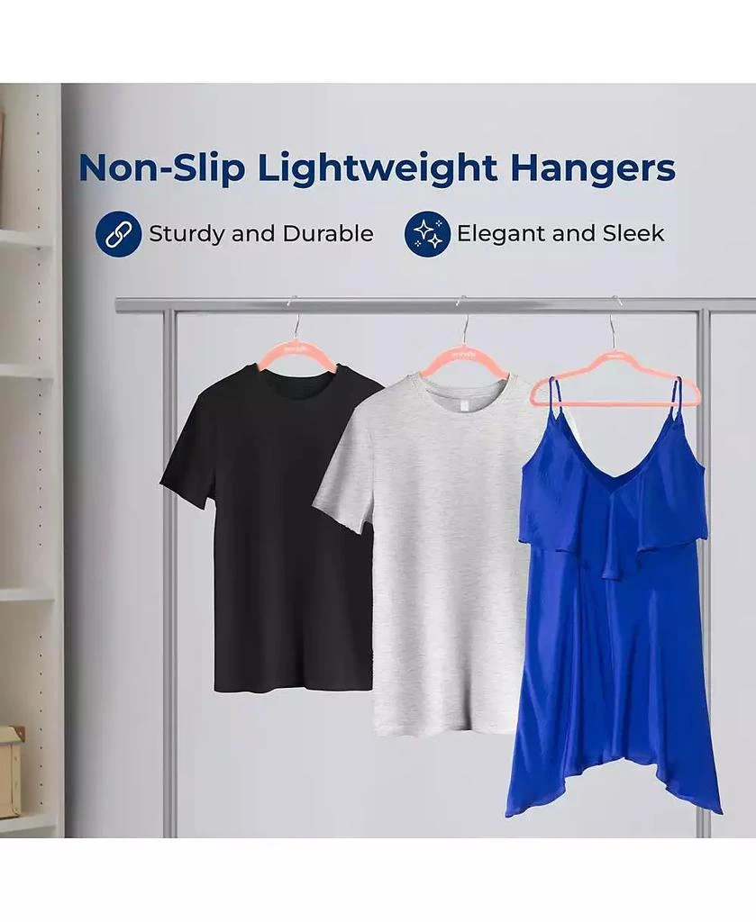 SereneLife 10 Pcs. Velvet Hangers - Non-Slip, Sturdy, and Heavy Duty Coat Set with 360° Swivel Hook for Clothes (Pink) 5