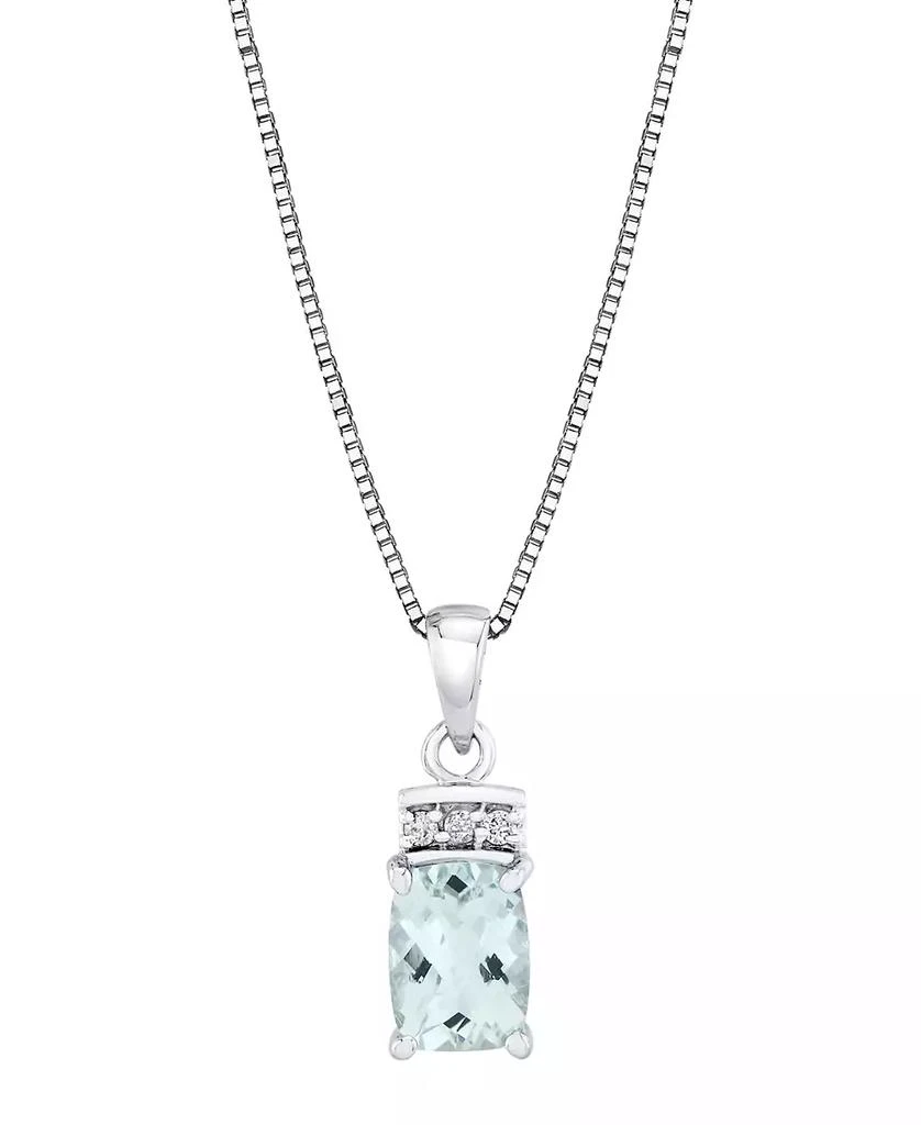 Macy
s Aquamarine (1-1/4 ct. t.w.) 
Diamond Accent Pendant Necklace in 14k White Gold