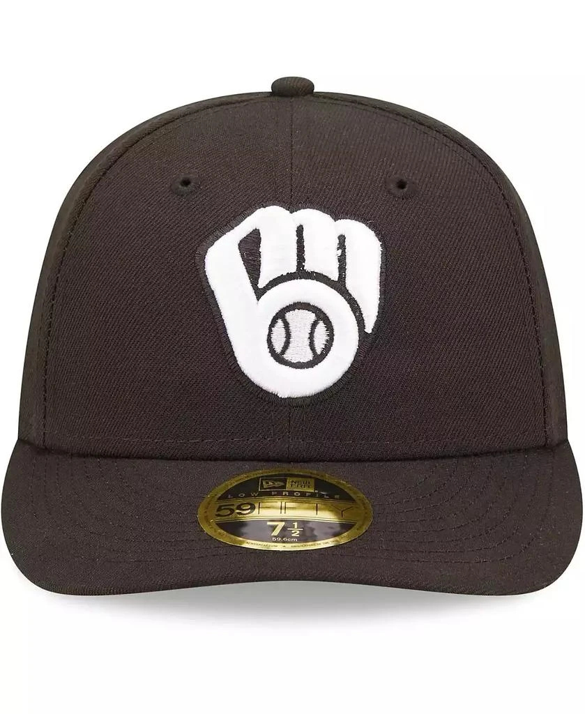 New Era Men's Milwaukee Brewers Black and White Low Profile 59FIFTY Fitted Hat 2