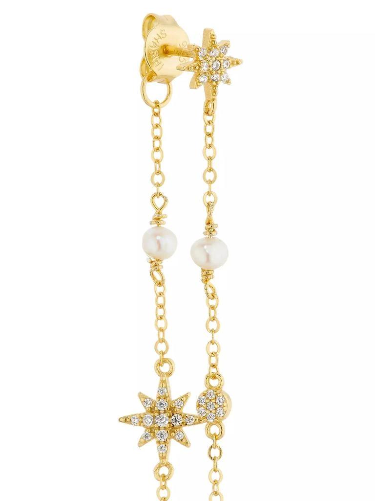 Shashi Simone 14K-Yellow-Gold Vermeil, Imitation Pearl &amp; Cubic Zirconia Chain Ear Jackets 4