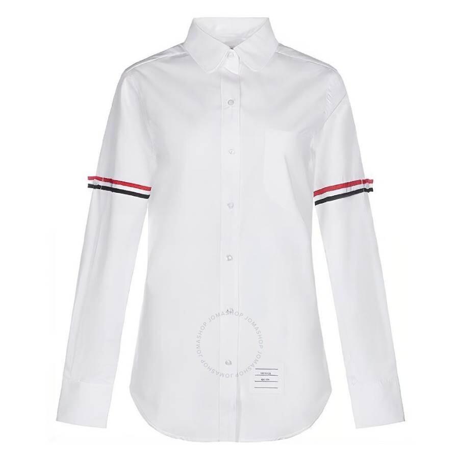 Thom Browne Poplin Armbands Round Collar Shirt