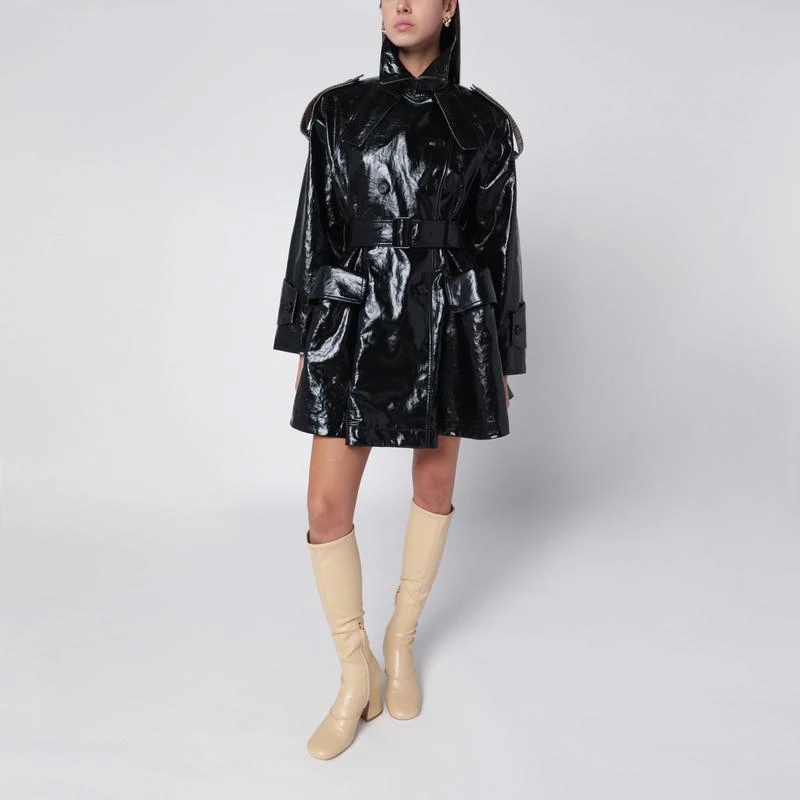 Chloé Short black coated linen trench 2