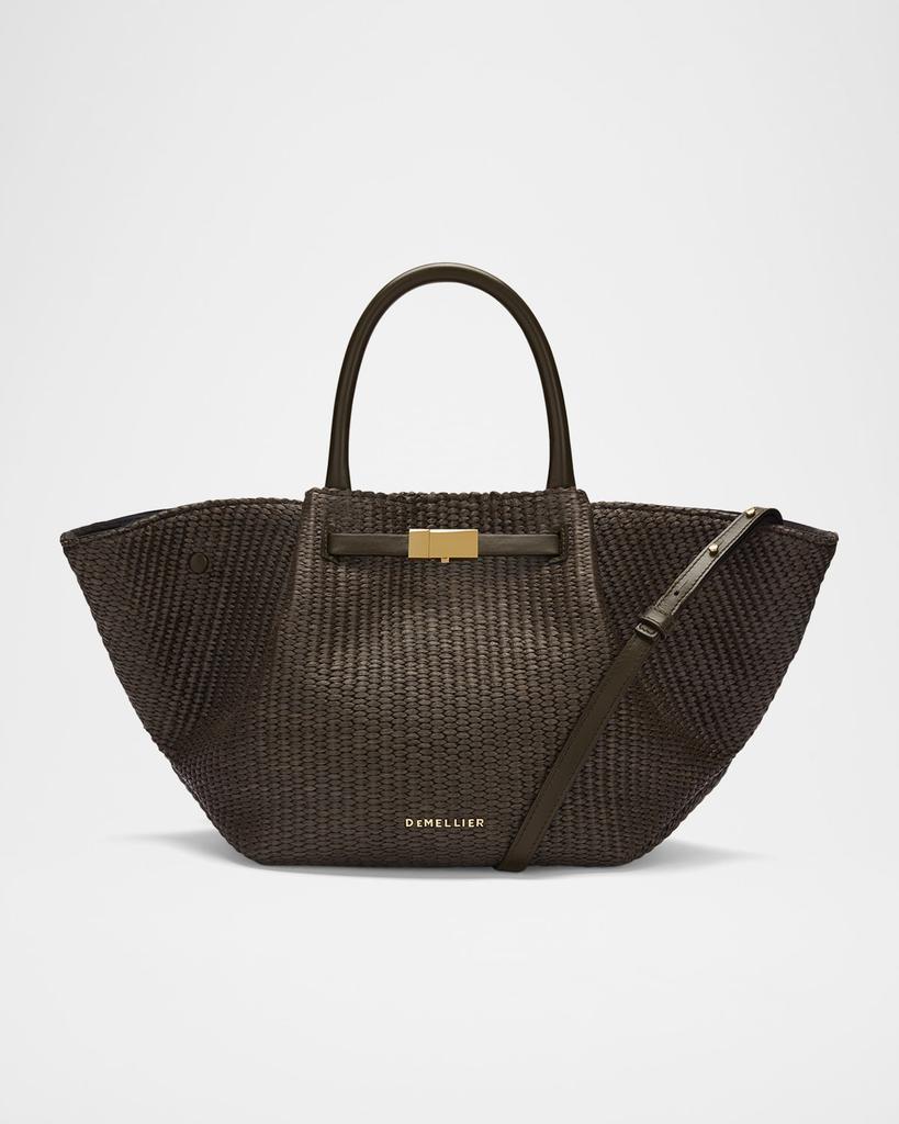 Demellier New York Midi Raffia Top-Handle Bag