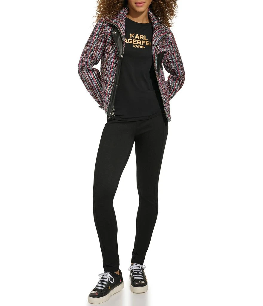 Karl Lagerfeld Paris TWEED AND FAUX LEATHER FRONT ZIP 5