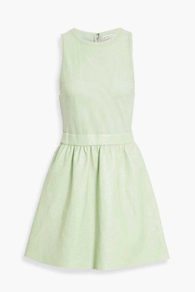 Alice + Olivia Chara mesh-paneled croc-effect mini dress 1