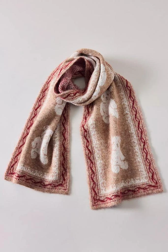 Urban Outfitters Teddy Bear Pattern Knit Scarf 2