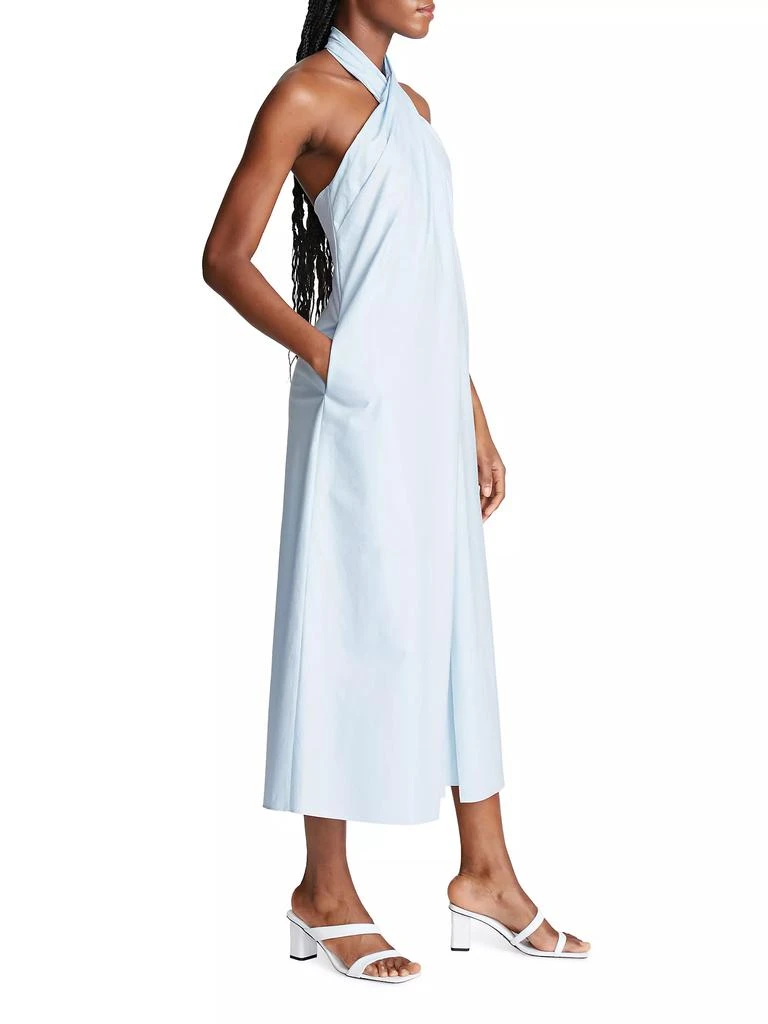 Halston Zoie Cotton Crossover Halter-Neck Midi-Dress 3