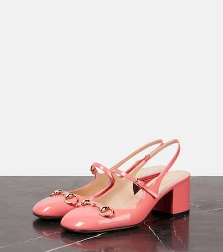 Gucci Horsebit patent leather slingback pumps 4