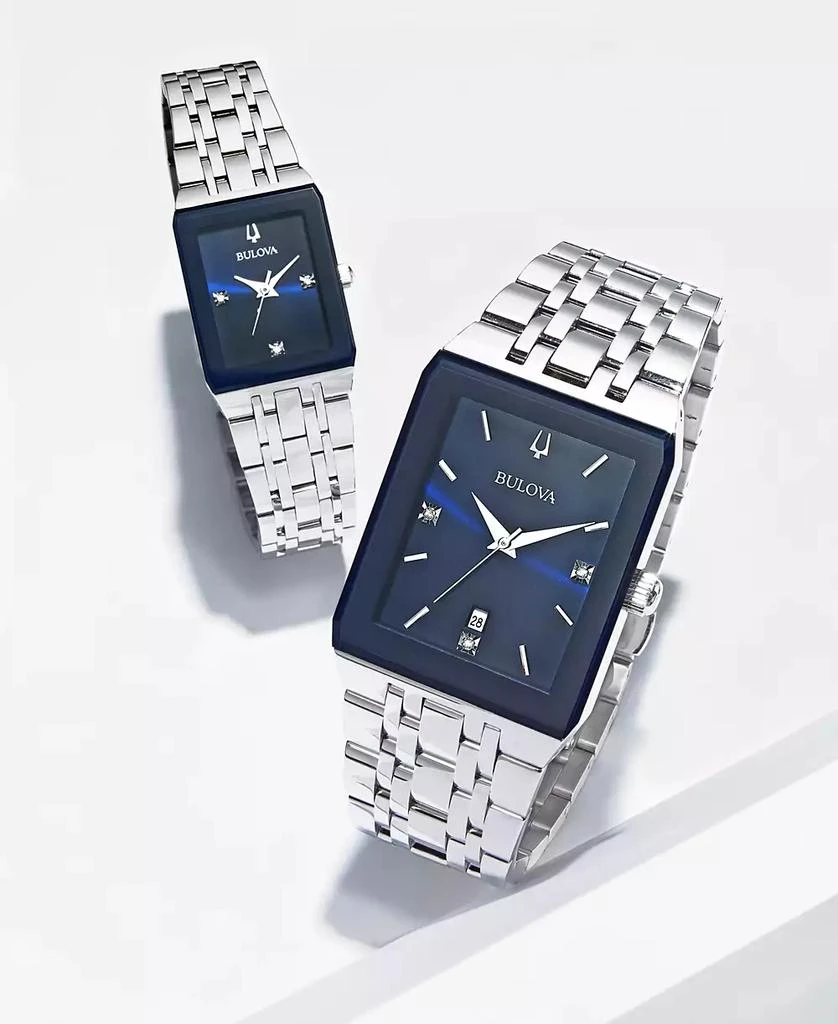 Bulova Men's Futuro Diamond-Accent Stainless Steel Bracelet Watch 31x45mm, Created for Macy's 3