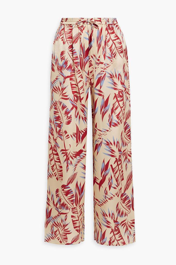 Onia Printed silk-satin wide-leg pants