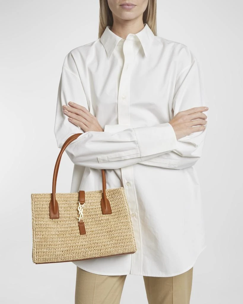 Yves Saint Laurent YSL Tote Bag in Raffia & Leather 3
