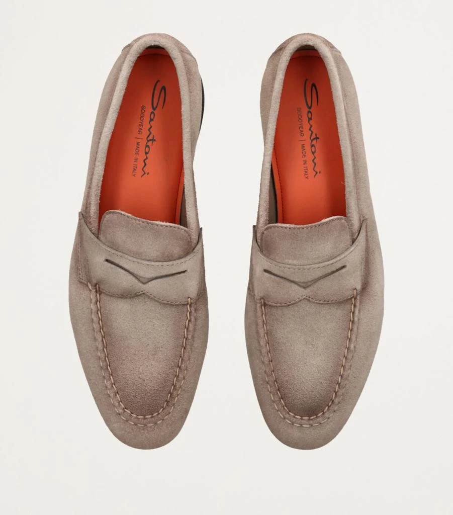 Santoni Suede Carlos Penny Loafers - Business Casual Shoes  display picture 3