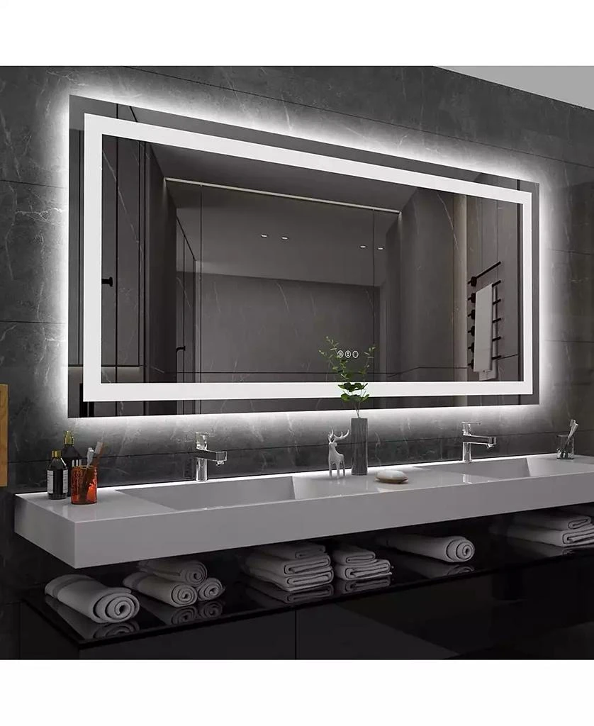 Amorho LED Bathroom Mirror, 40" x 24" with Front Light and Backlit, Stepless Dimmable Wall Mount Mirrors, Anti-Fog, Shatter-Proof, Memory, 3 Colors Lihgting, LED Vanity Mirror(Horizontal/Vertical)
