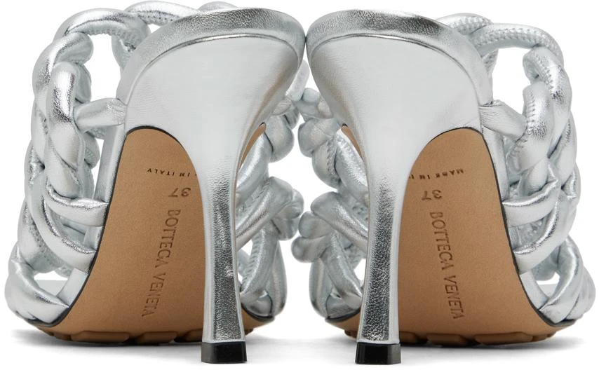 Bottega Veneta Silver Stretch Mule Heeled Sandals 2