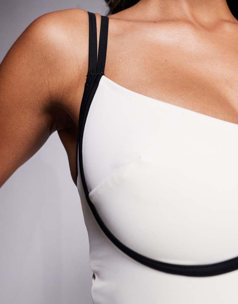 Wolf & Whistle Wolf & Whistle swimsuit with contrast binding in cream