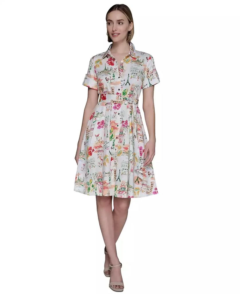 Karl Lagerfeld Paris Women's Printed Cotton A-Line Shirtdress 1