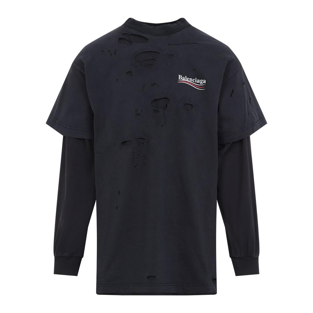 トップス BALENCIAGA destroyed logo tshirt Balenciaga Destroyed Logo T-shirt | Black | FARFETCH