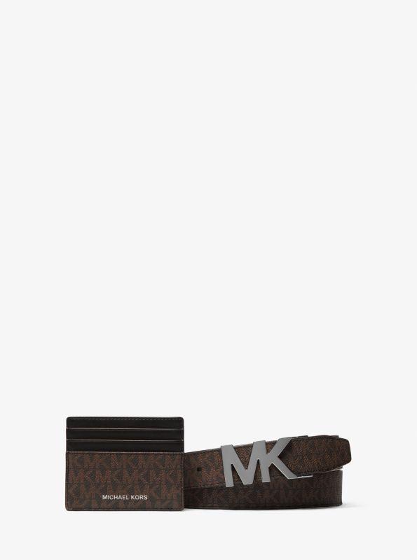 Michael Kors Signature Logo Card Case and Belt Gift Set