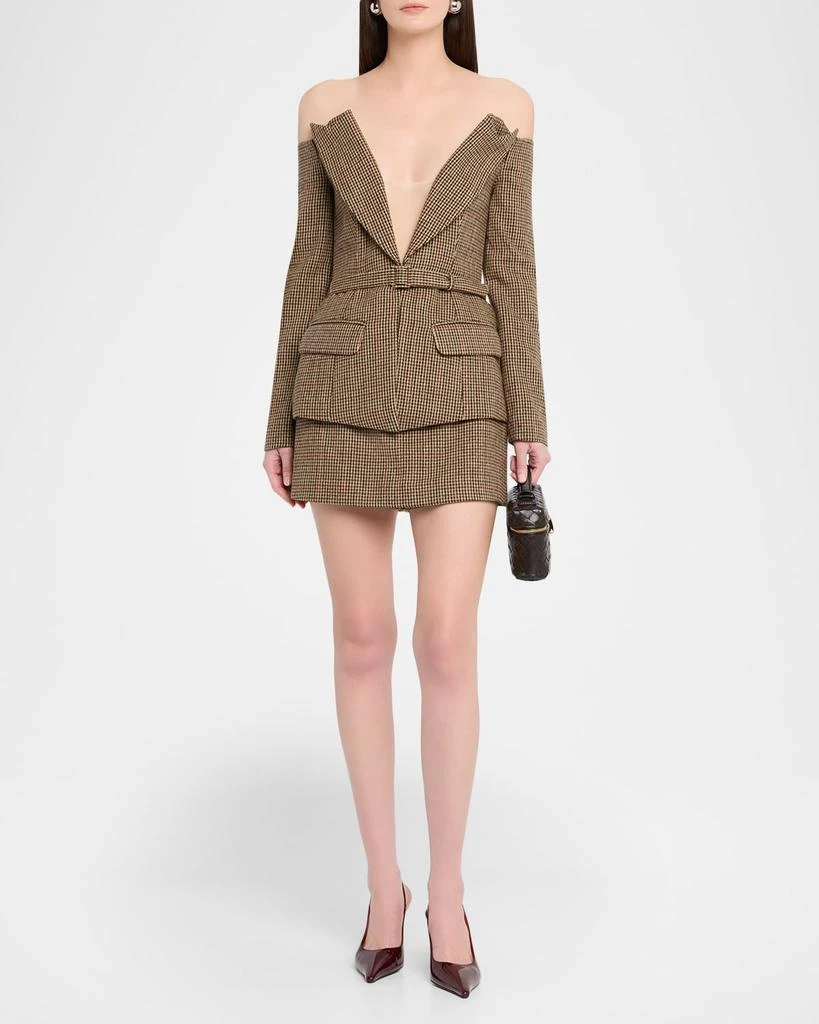 Sans Faff Delaney Off-The-Shoulder Houndstooth Blazer 2