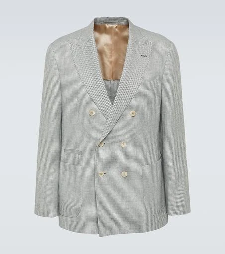 Brunello Cucinelli Houndstooth linen blazer 1