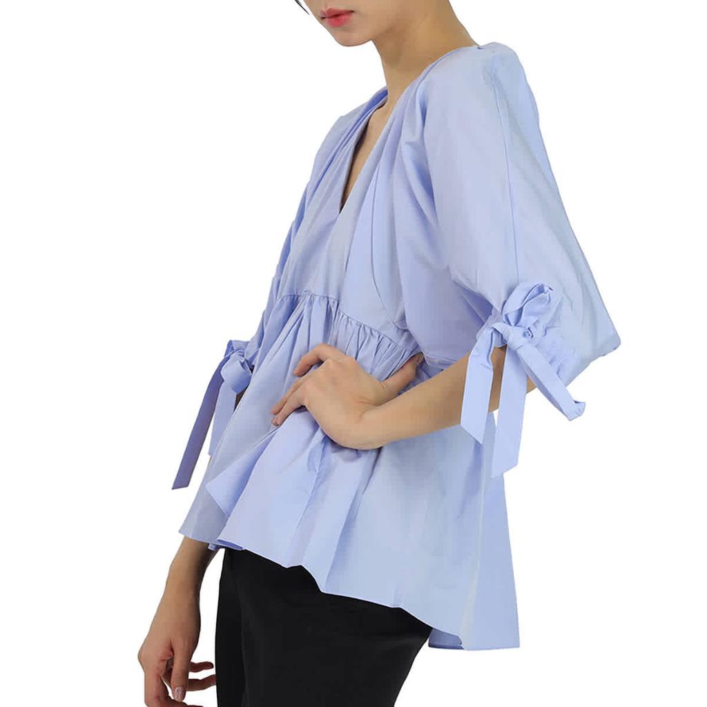 3.1 Phillip Lim Ladies Blue V Neck Cotton Poplin Top