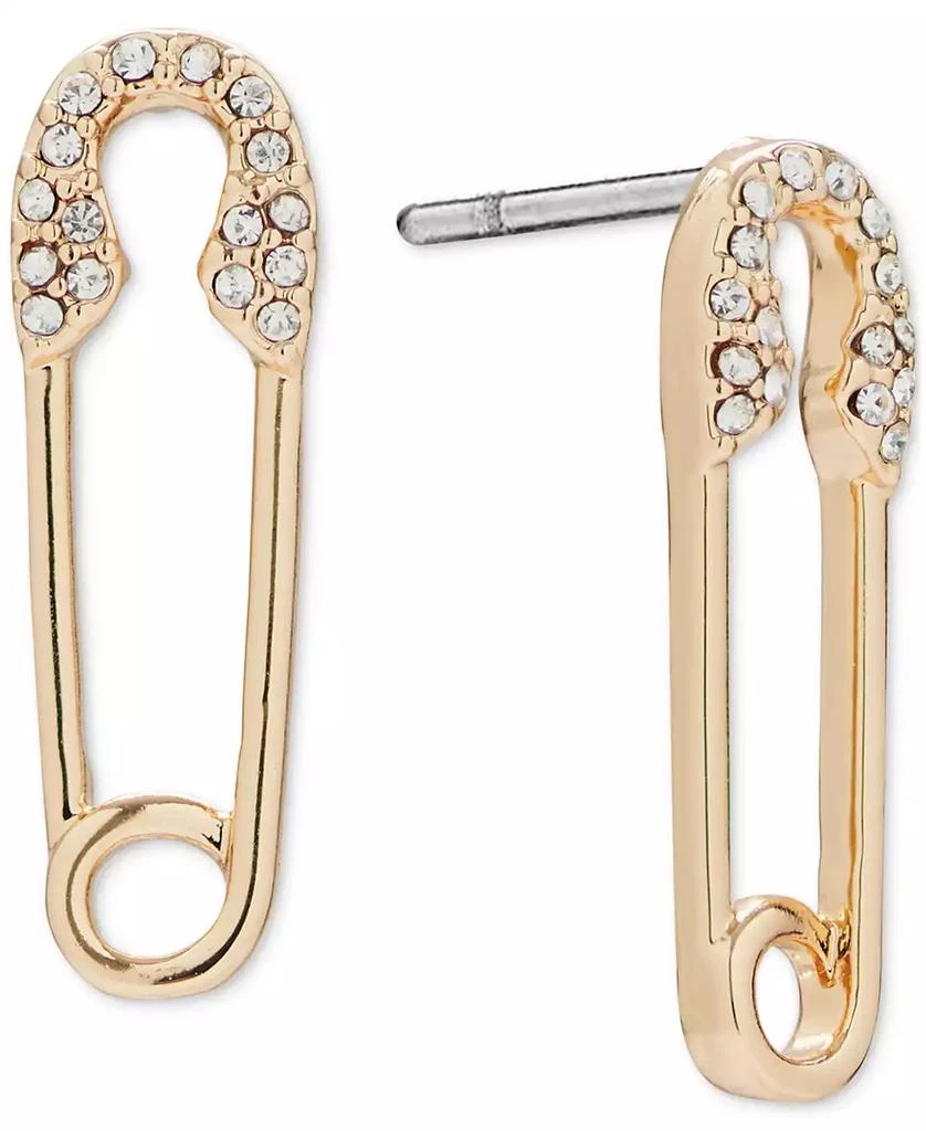 Lucky Brand Gold-Tone Pavé Safety Pin Drop Earrings 1