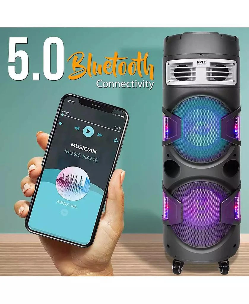 Pyle Portable Bluetooth PA Speaker 
Microphone System with LED Lights, MP3/USB Reader, FM Radio 5