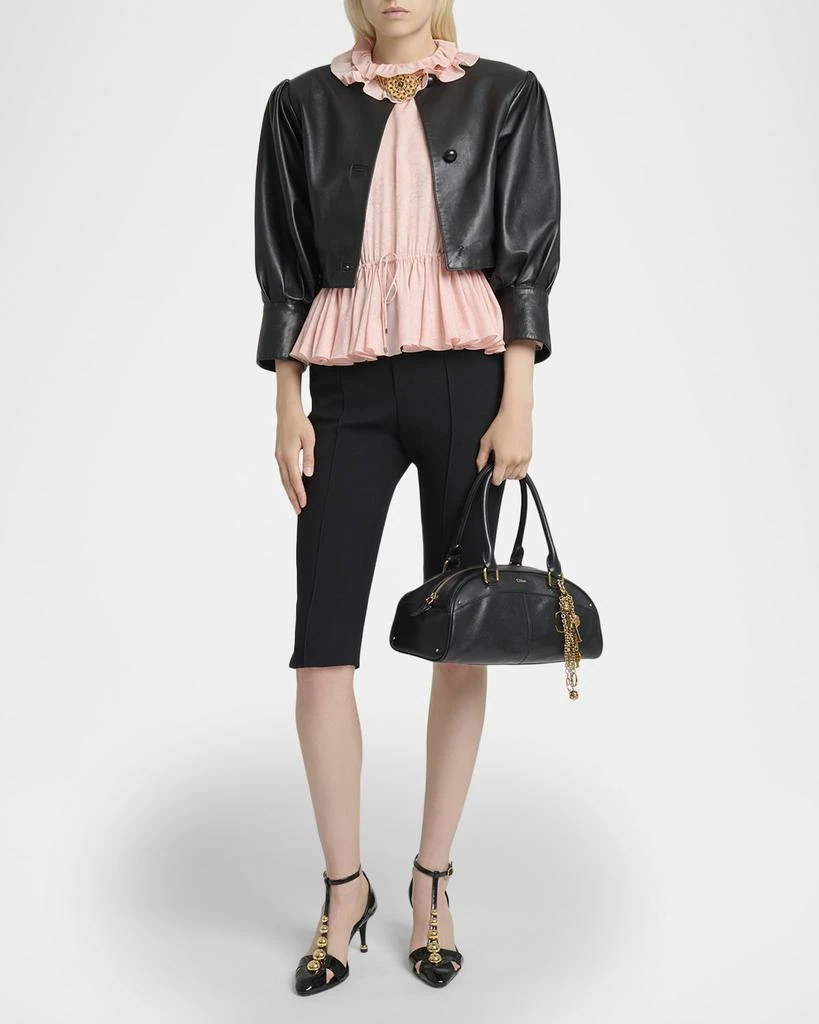 Chloé Leather Puff-Sleeve Crop Jacket 2