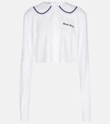 Miu Miu Cropped cotton jersey top 1