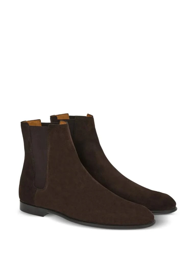 Shop Ferragamo Chelsea Leather Boots in BROWN on Sale at  display picture 2