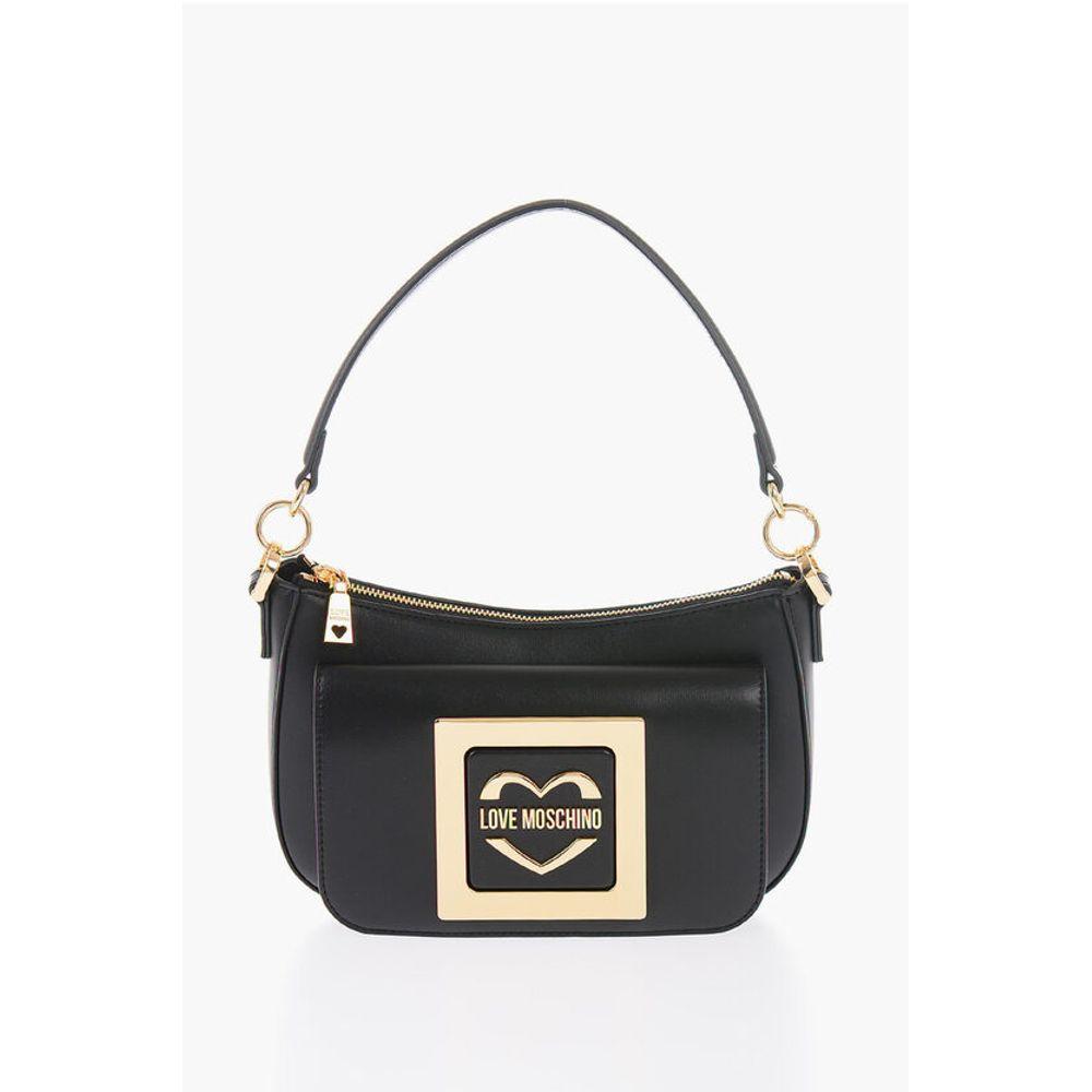 Moschino LOVE Faux Leather Bag with Removable Shoulder Strap and Women's Meta