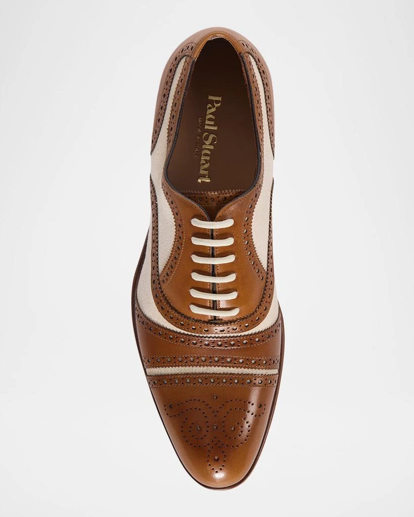 Paul Stuart Men's Specter Canvas and Brogue Leather Derby Shoes 5