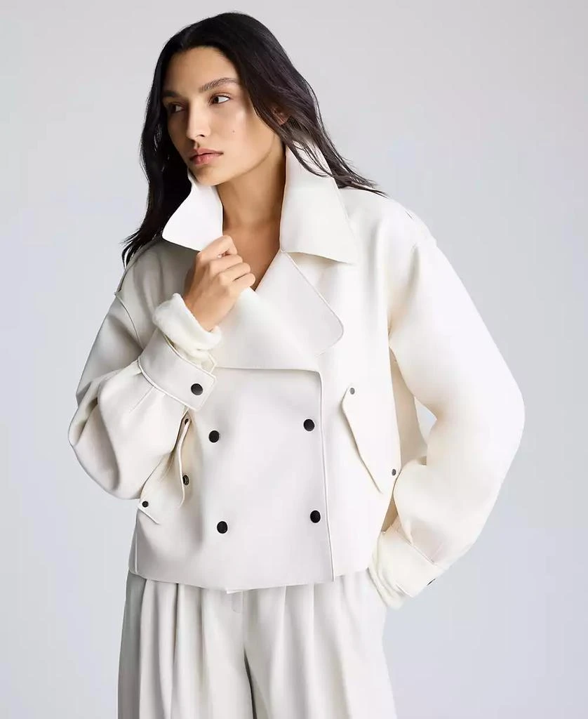 Kenneth Cole Women's Faux-Leather Snap-Front Short Trench Jacket 1