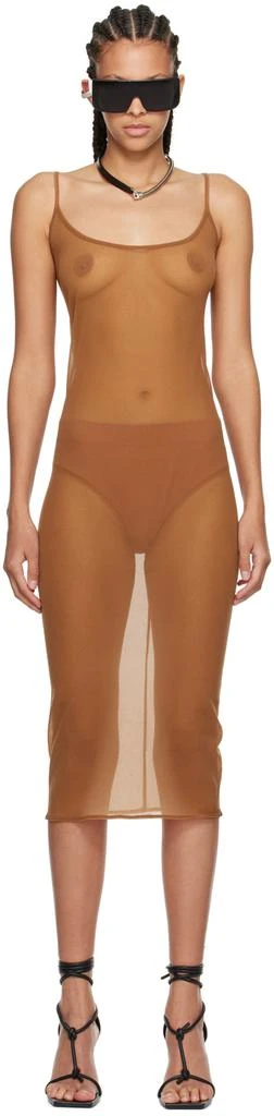 Rick Owens Brown Slip Midi Dress 1