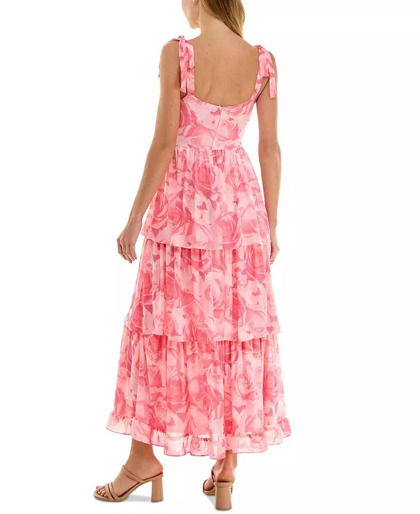 Crystal Doll Juniors' Tie-Shoulder Tiered Chiffon Maxi Dress 2