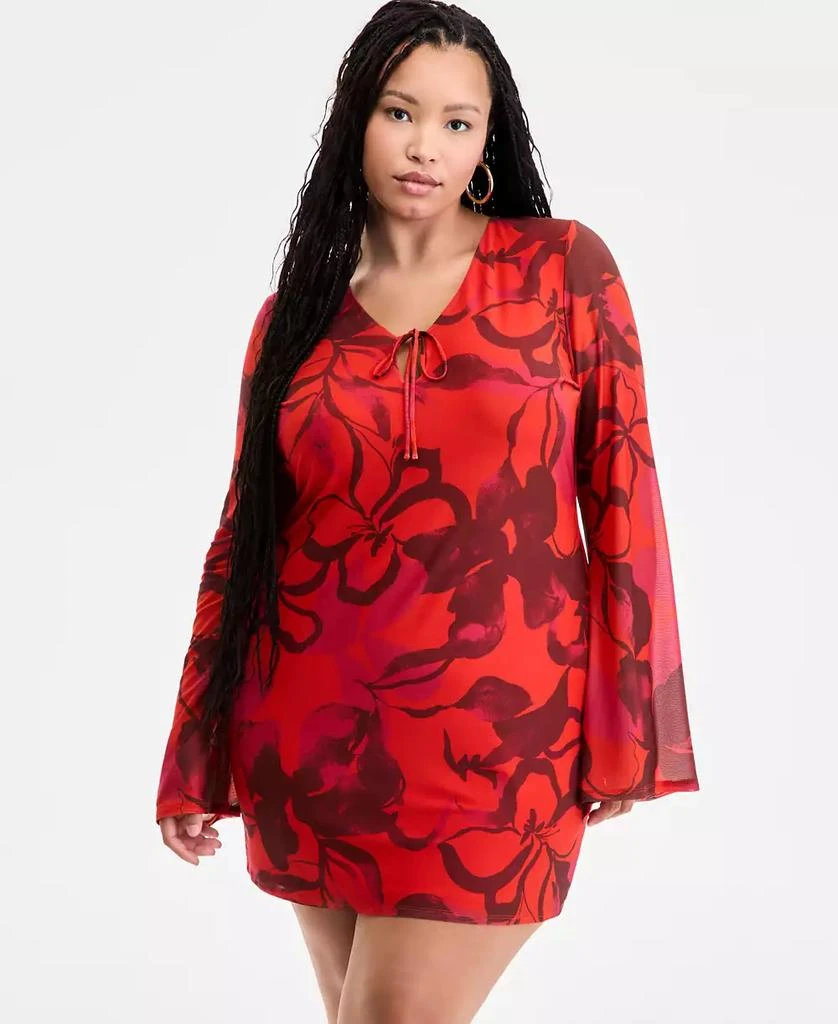 Bar III Plus Size Printed Mesh Mini Dress 2